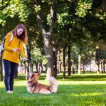 girl and dog