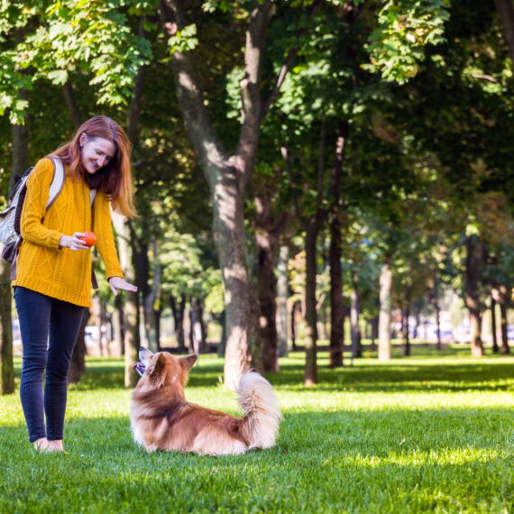 girl and dog