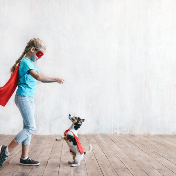 Little hero with a dog