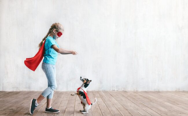 Little hero with a dog